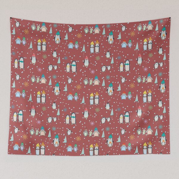 Item preview, Cute penguins hand drawn (red) designed and sold by Boy and Belugee.