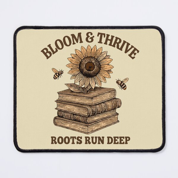 Item preview, Bloom and Thrive Roots Run Deep - Vintage Bee Sunflower Art designed and sold by artscreat.