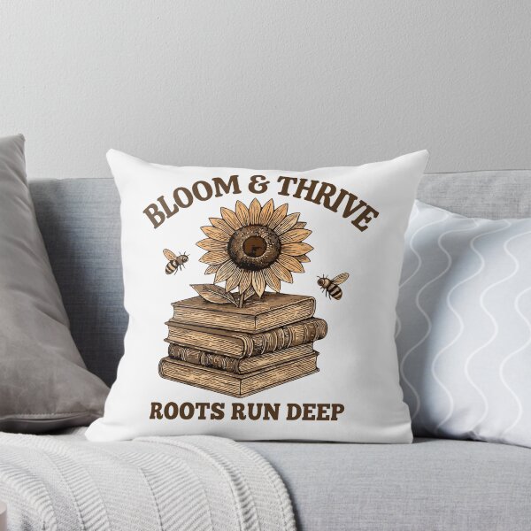 Item preview, Bloom and Thrive Roots Run Deep - Vintage Bee Sunflower Art designed and sold by artscreat.
