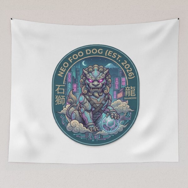 Item preview, Cyberpunk Foo Dog – Neo Shanghai Guardian Lion designed and sold by Visual Chillout by GP .