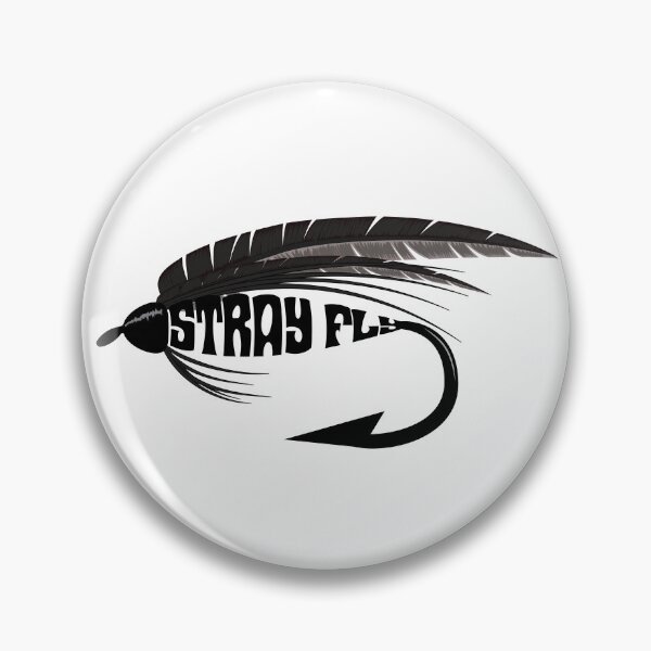 Item preview, Fly fishing illustration, logo style, text "Stray Fly". designed and sold by Art-Horizon.