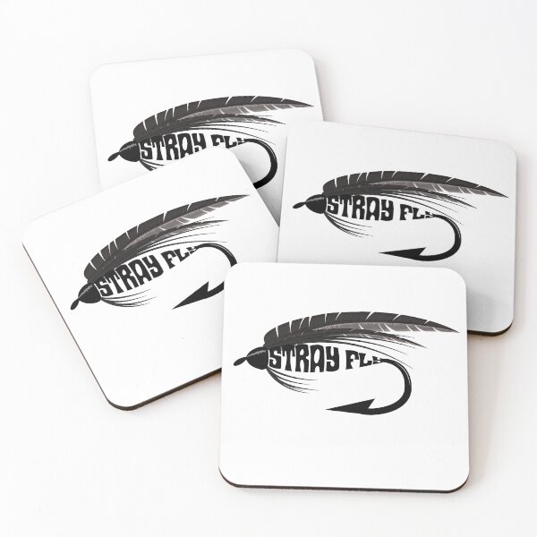 Item preview, Fly fishing illustration, logo style, text "Stray Fly". designed and sold by Art-Horizon.