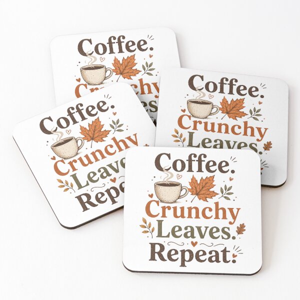 Item preview, Coffee Crunchy Leaves Repeat Autumn Fall Season Typographic designed and sold by ElcastDesigns.