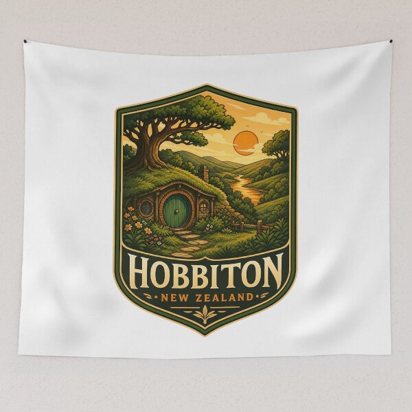 Item preview, Hobbiton New Zealand Travel Nature Landscape designed and sold by FrontierCosmic.