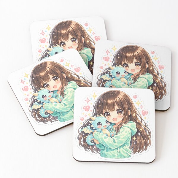 Item preview, Cute Anime Girl Hugging Baby Dragon | Kawaii Fantasy Die-Cut Sticker designed and sold by Sidra digital art 8277237.