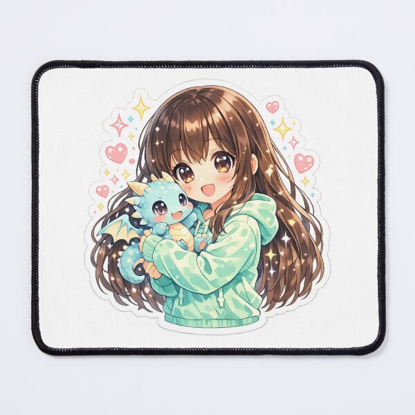 Item preview, Cute Anime Girl Hugging Baby Dragon | Kawaii Fantasy Die-Cut Sticker designed and sold by Sidra digital art 8277237.
