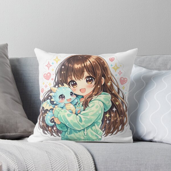 Item preview, Cute Anime Girl Hugging Baby Dragon | Kawaii Fantasy Die-Cut Sticker designed and sold by Sidra digital art 8277237.