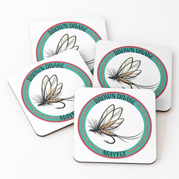 Item preview, Fly fishing illustration, logo style, text "Brown Drake, Mayfly". dry fly. designed and sold by Art-Horizon.