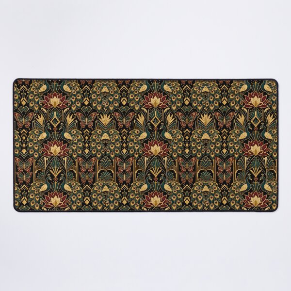 Item preview, Art Deco Animal Botanical Mix Black Gold Seamless Pattern designed and sold by Inkworksbyshery.