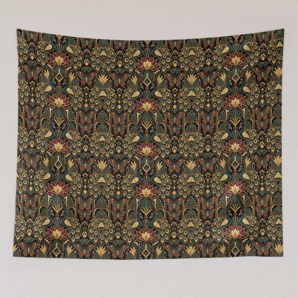 Item preview, Art Deco Animal Botanical Mix Black Gold Seamless Pattern designed and sold by Inkworksbyshery.