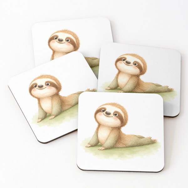Item preview, Cobra Pose Sloth Yoga Watercolor Print designed and sold by YogiAnimalArt.