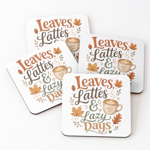 Item preview, Leaves Lattes And Lazy Days Cozy Autumn Coffee Typographic designed and sold by ElcastDesigns.