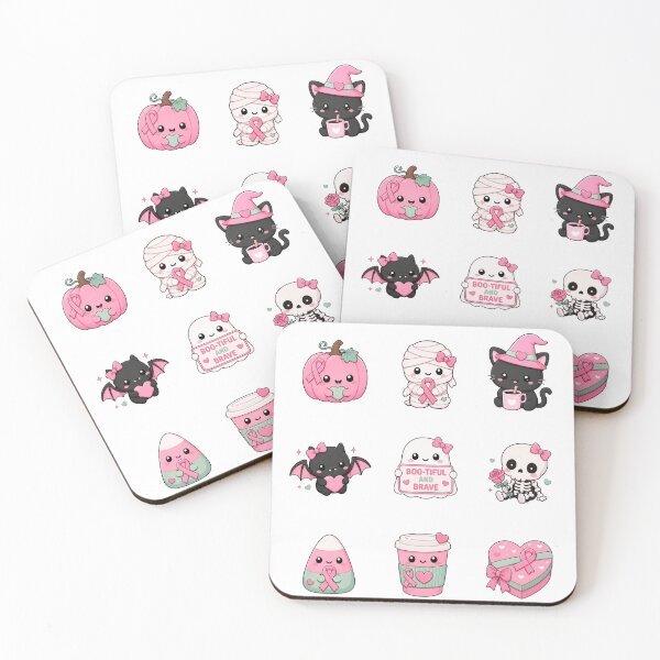 Item preview, Cute Kawaii Pink Ribbon Halloween Breast Cancer Bundle designed and sold by Simonartland.
