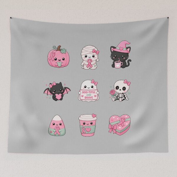 Item preview, Cute Kawaii Pink Ribbon Halloween Breast Cancer Bundle designed and sold by Simon-art-land.