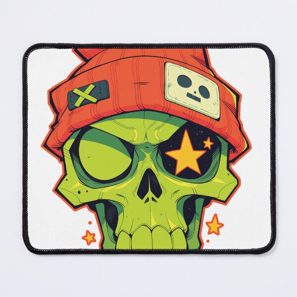 Item preview, Toxic Green Skull in Orange Beanie designed and sold by ndesigne.