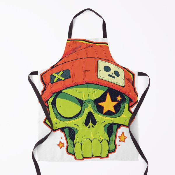 Item preview, Toxic Green Skull in Orange Beanie designed and sold by ndesigne.