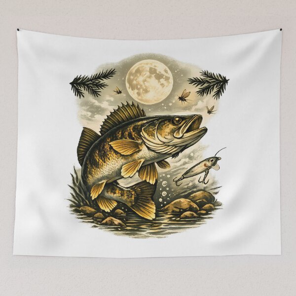 Item preview, Zander under the moonlight of a northern lake designed and sold by Daily Quirk.