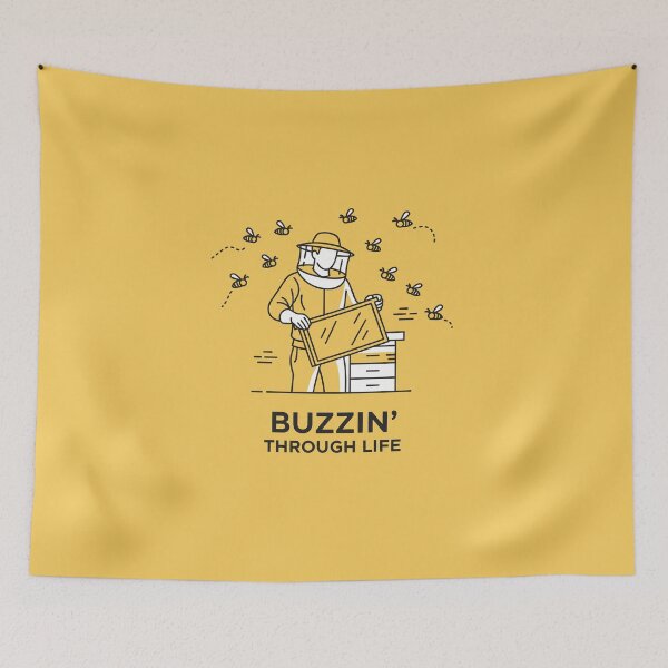 Item preview, Buzzin Through Life Beekeeper Minimal Line Art designed and sold by LockjowArt.
