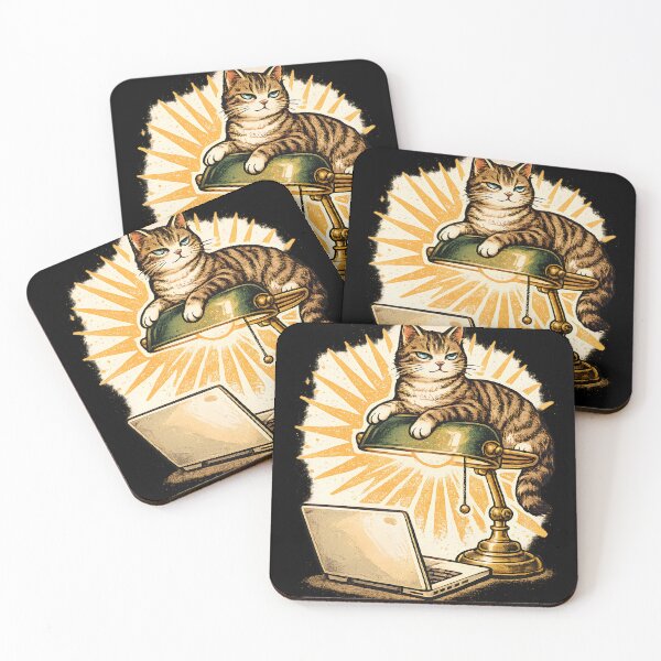 Item preview, Vintage Tabby Cat Desk Lamp Laptop | Retro Work From Home designed and sold by Retro Rascals Co..