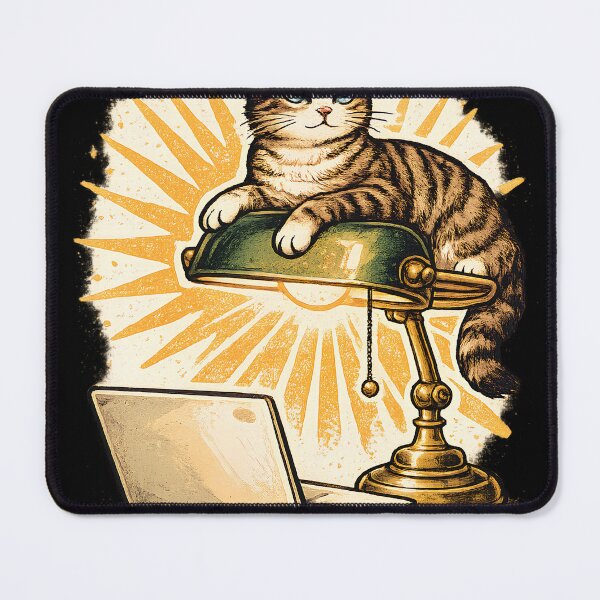 Item preview, Vintage Tabby Cat Desk Lamp Laptop | Retro Work From Home designed and sold by Retro Rascals Co..