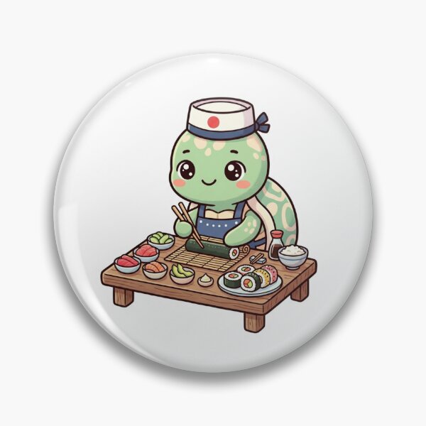 Artikelvorschau, Niedliche Kawaii-Schildkröte, japanischer Sushi-Koch entworfen und verkauft von ajamzbox.
