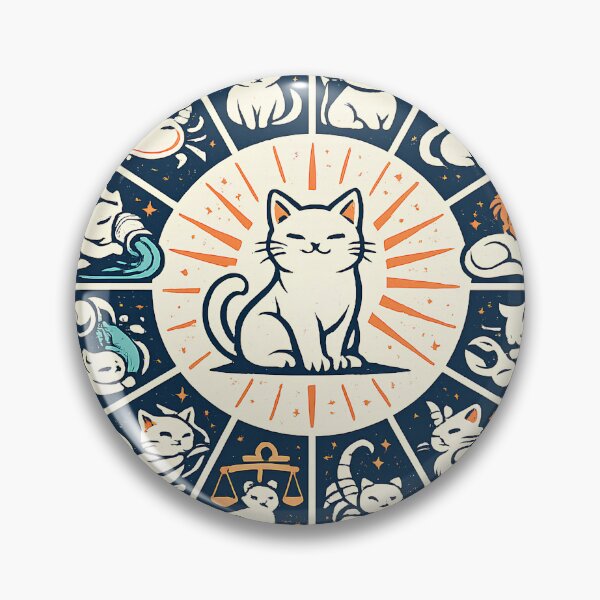 Item preview, Cute Cat Zodiac Wheel Horoscope Feline Astrology Art designed and sold by Retro Rascals Co..