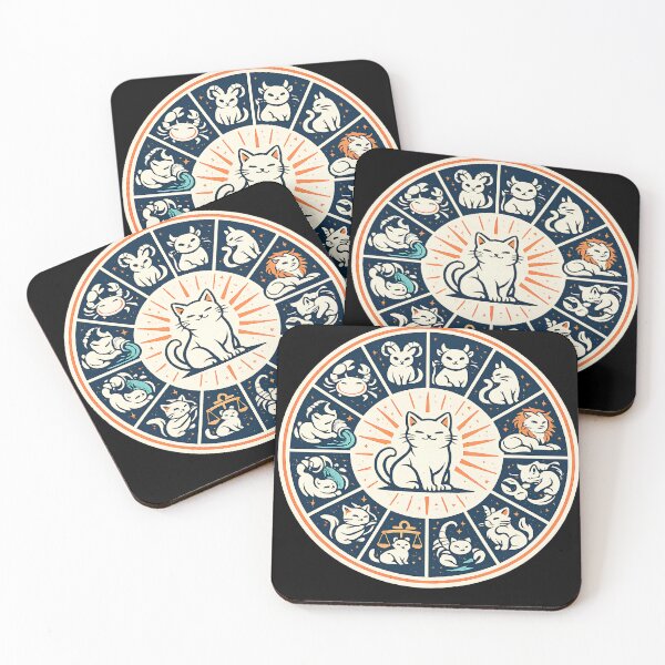 Item preview, Cute Cat Zodiac Wheel Horoscope Feline Astrology Art designed and sold by Retro Rascals Co..