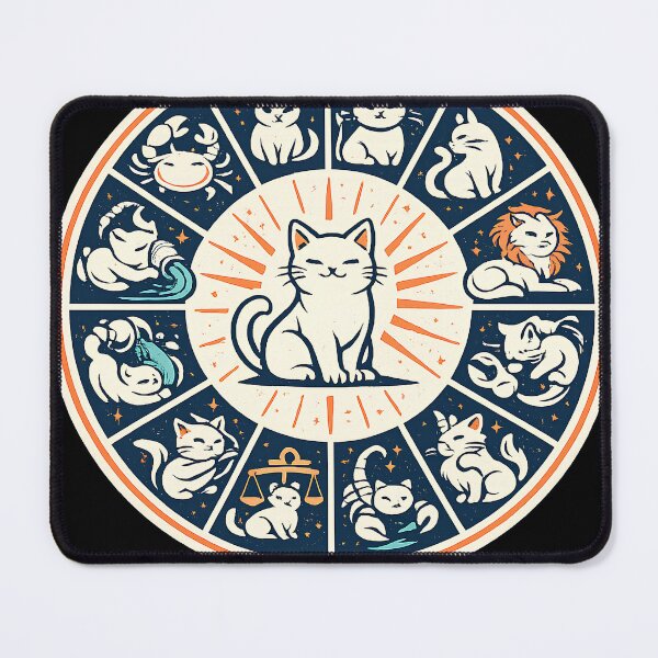 Item preview, Cute Cat Zodiac Wheel Horoscope Feline Astrology Art designed and sold by Retro Rascals Co..