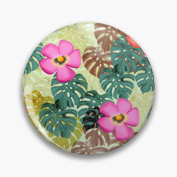 Item preview, Tropical floral pattern green background  designed and sold by tornasolhaze.