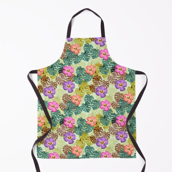 Item preview, Tropical floral pattern green background designed and sold by tornasolhaze.