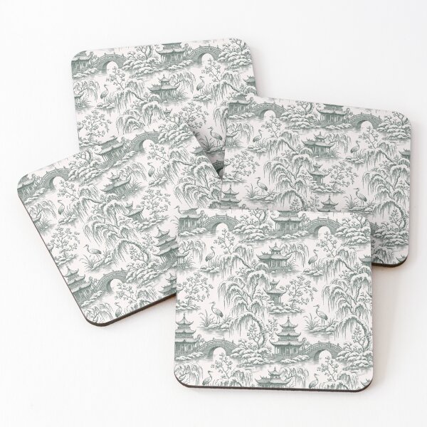 Item preview, Chinoiserie Christmas Pagoda Garden Seamless Pattern | Winter Toile Forest Green designed and sold by StickyGuys.