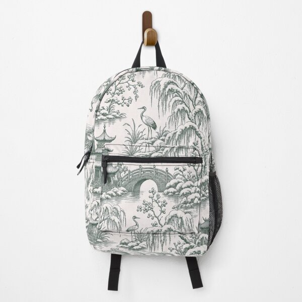 Item preview, Chinoiserie Christmas Pagoda Garden Seamless Pattern | Winter Toile Forest Green designed and sold by StickyGuys.