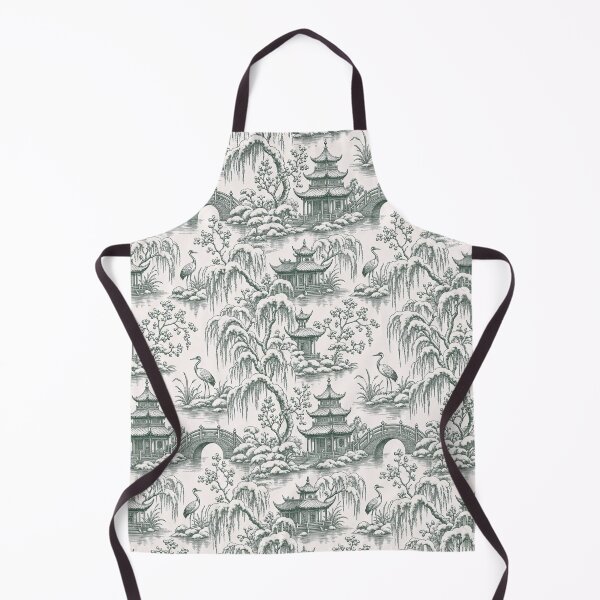 Item preview, Chinoiserie Christmas Pagoda Garden Seamless Pattern | Winter Toile Forest Green designed and sold by StickyGuys.