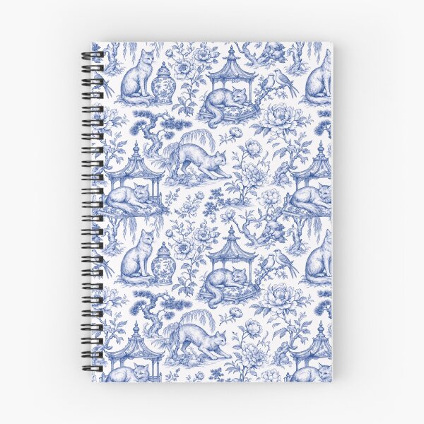 Item preview, Chinoiserie Christmas Cat Seamless Pattern | Blue and White Porcelain Cat Toile designed and sold by StickyGuys.