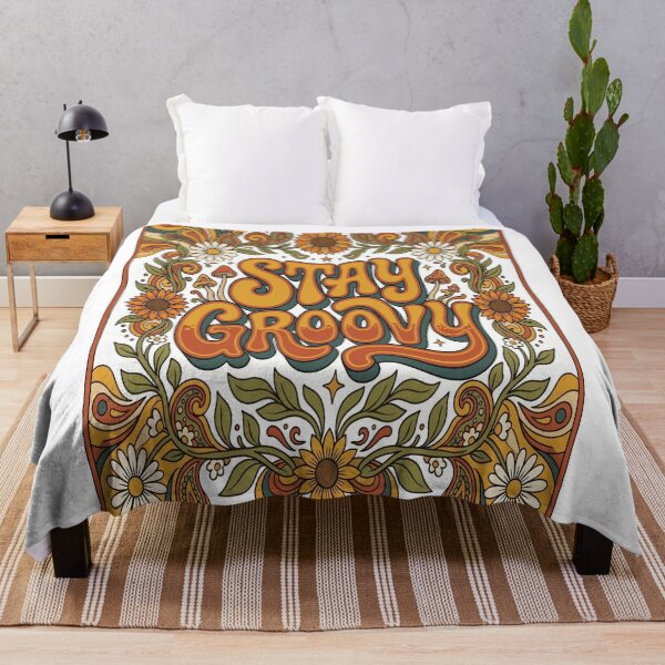 Item preview, Stay Groovy T-Shirt - Retro 70s and Psychedelic Floral Style designed and sold by Tamarout.