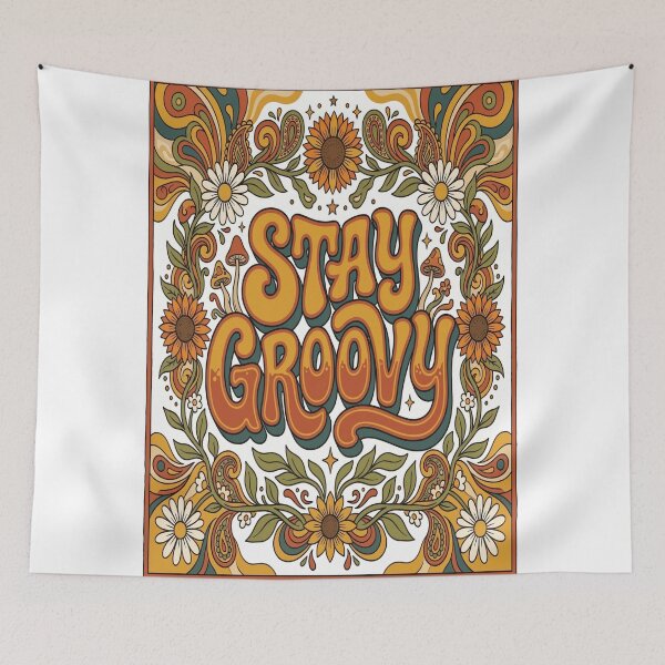 Item preview, Stay Groovy T-Shirt - Retro 70s and Psychedelic Floral Style designed and sold by Tamarout.