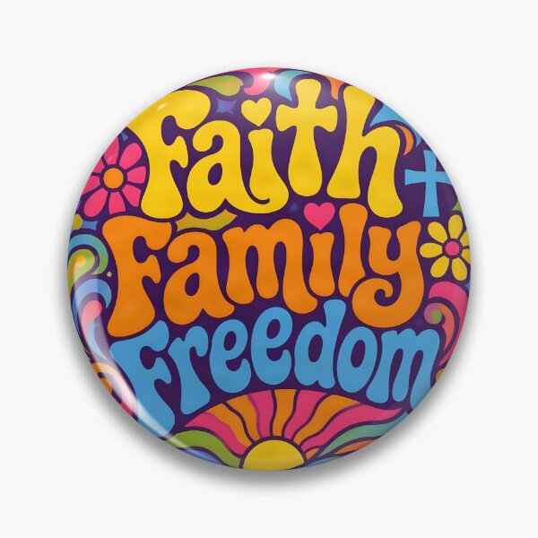 Item preview, Faith Family Freedom – Retro Psychedelic Design designed and sold by ZombieZooCuties.
