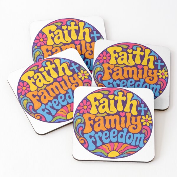 Item preview, Faith Family Freedom – Retro Psychedelic Design designed and sold by ZombieZooCuties.