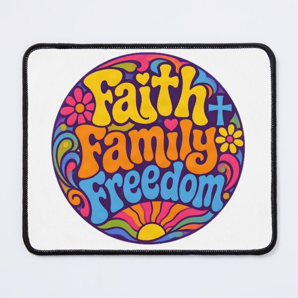 Item preview, Faith Family Freedom – Retro Psychedelic Design designed and sold by ZombieZooCuties.