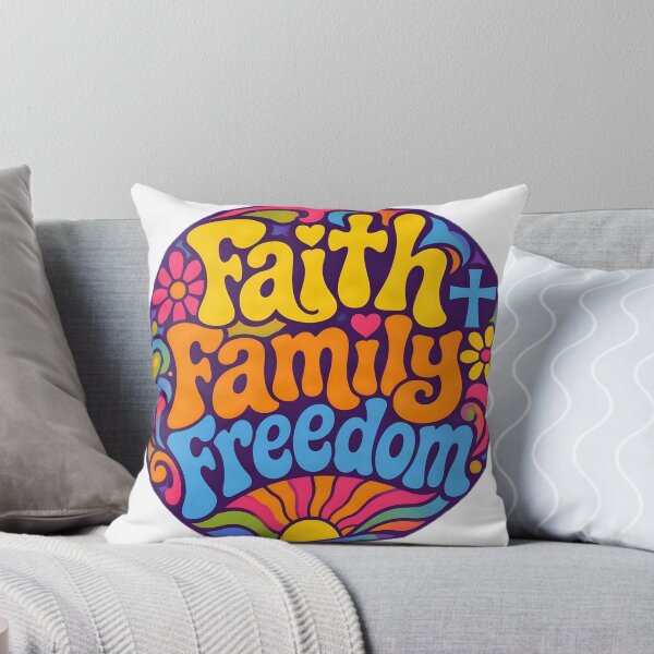 Item preview, Faith Family Freedom – Retro Psychedelic Design designed and sold by ZombieZooCuties.