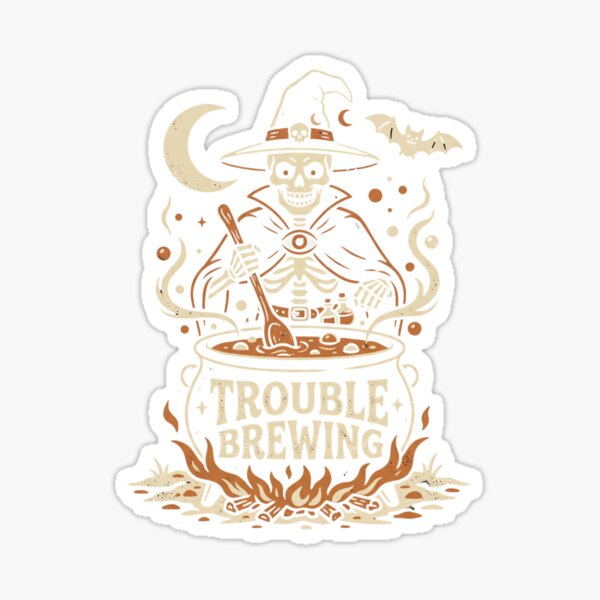 Item preview, Vintage Spooky Skeleton Witch Brewing Magic Potion designed and sold by TMS-Studio.