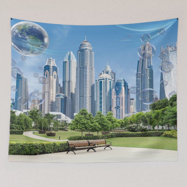 Item preview, Floating Earth Futuristic City Park designed and sold by Side By Side Studio.
