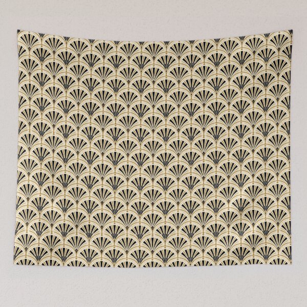 Item preview, Art Deco Fan Shell Gold Black Seamless Pattern designed and sold by Inkworksbyshery.