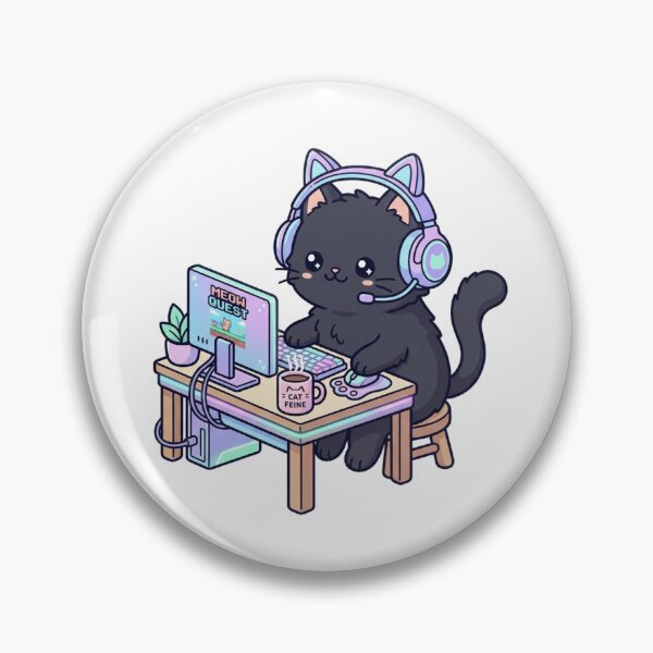 Item preview, Cute Kawaii Black Cat Gamer Gaming Desk designed and sold by ajamzbox.