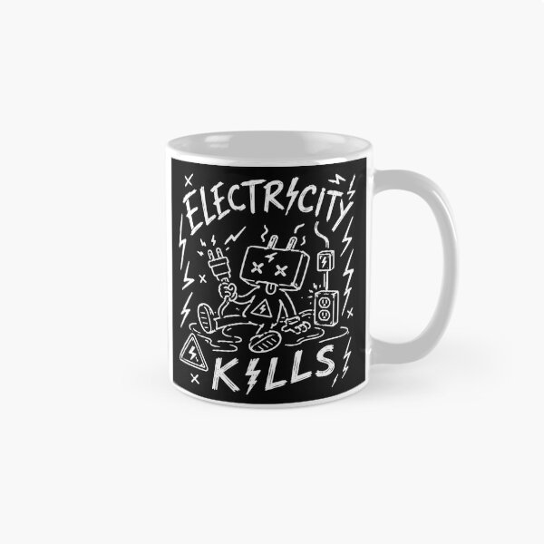 Item preview, Electricity Kills Hand Drawn Doodle Cartoon Sticker Graphic Tee designed and sold by Abidel.