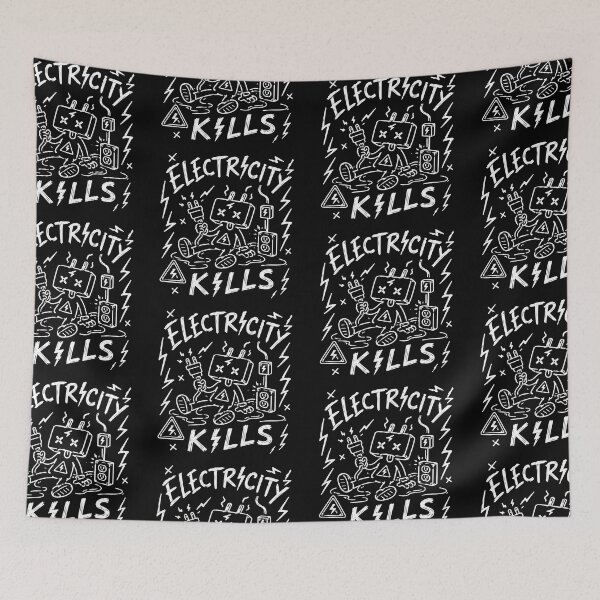 Item preview, Electricity Kills Hand Drawn Doodle Cartoon Sticker Graphic Tee designed and sold by Abidel.