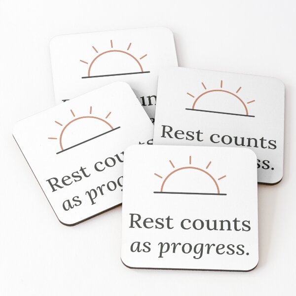 Item preview, Rest Counts as Progress Sunrise Self-Care Typography designed and sold by QuietColumn.