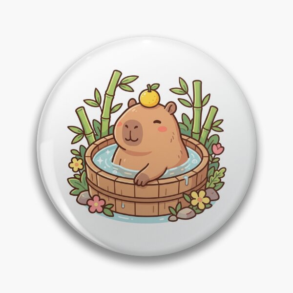 Item preview, Cute Kawaii Capybara Spa Onsen Bamboo designed and sold by ajamzbox.