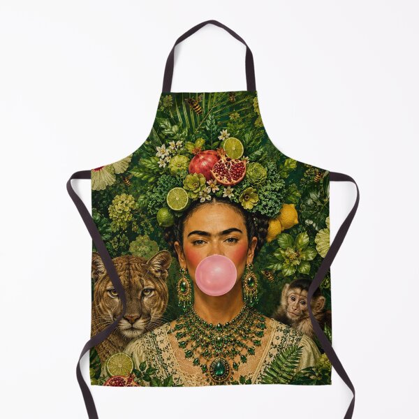 Item preview, Frida Kahlo Jungle Bubble Gum puma & Monkey Botanical art designed and sold by Muycote.