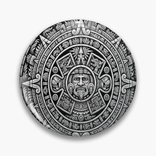Item preview, Aztec Calendar Sun Stone - Greyscale designed and sold by vlahosfeari.